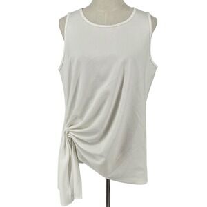Arianna by Howards White Sleeveless Asymmetrical Knot Front Top Women Retro 90's